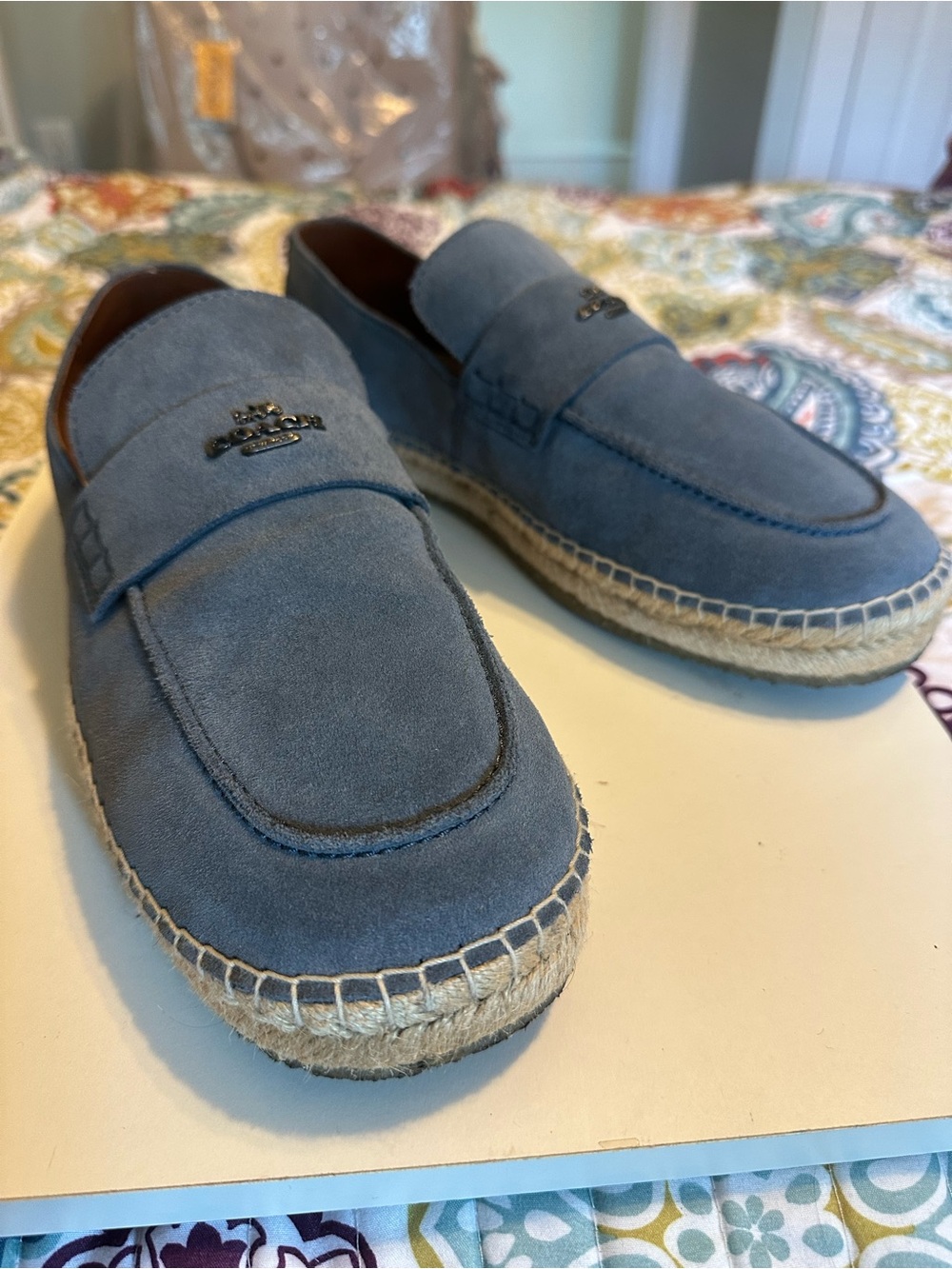 Coach Men's Blue Suede Espadrille Loafers Sz 9